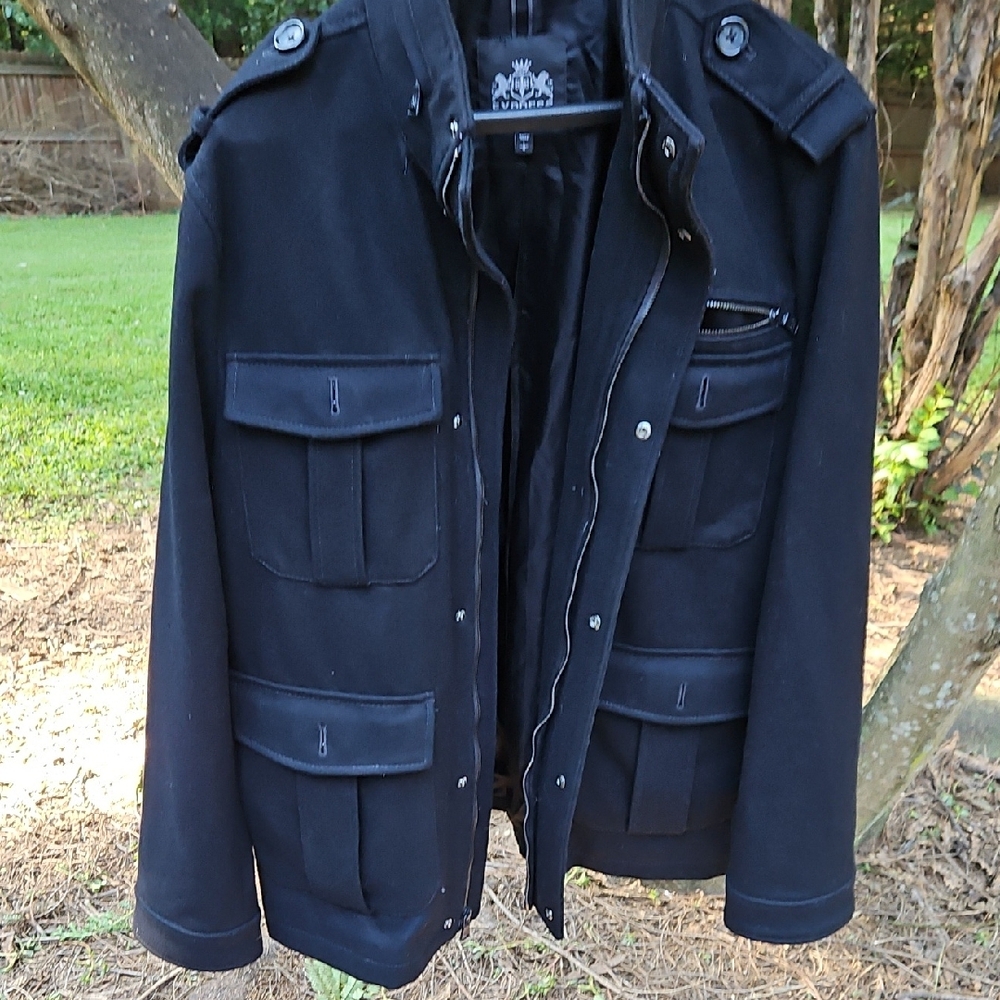 Vintage Express Men's Size Large Military Style Wool Black Field Jacket Coat - Picture 3 of 17